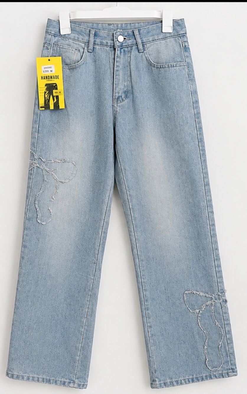 Handmade Uomo Alti jeans with bow stitching
